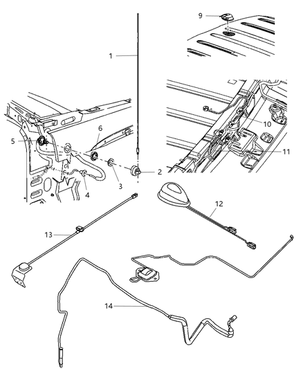 2011 Ram 2500 Cable Antenna Diagram for 56038559AG