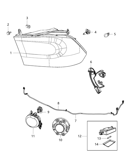 Lamp Headlamp Parking And Turn Diagram for 68261661AA
