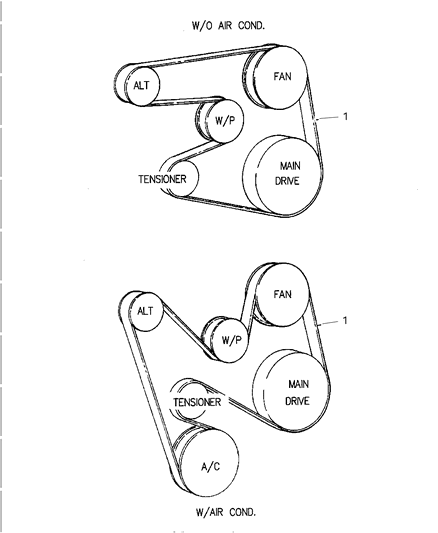 1989 Chrysler Conquest Belt Accessory Drive Diagram for 53040171