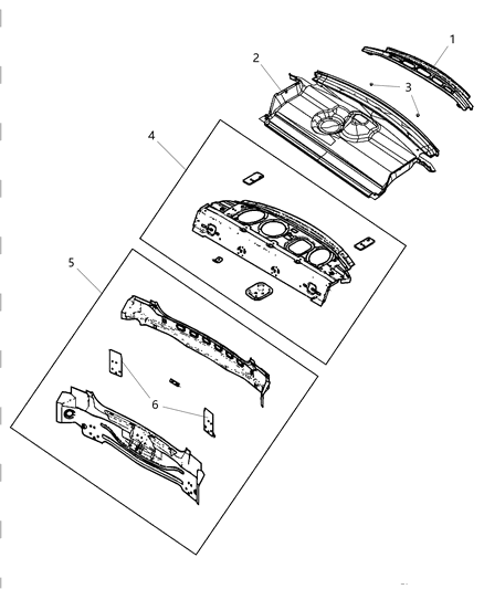 1995 Dodge B2500 Reinforcement Rear Shelf Panel Diagram for 68045533AC