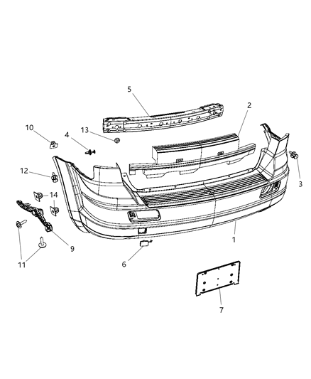 Reinforcement Rear Bumper Diagram for 5116281AB