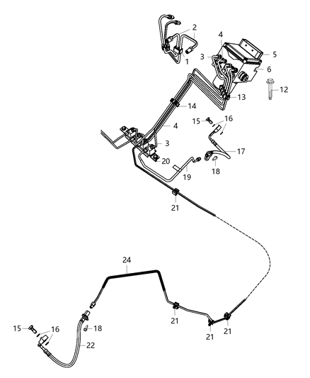 Tube Brake Hydraulic Control Unit To Junction Block Left Diagram for 68258953AA