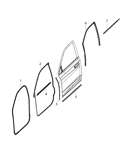 2012 Jeep Patriot Weatherstrip Front Door Belt Inner Diagram for 55112373AK