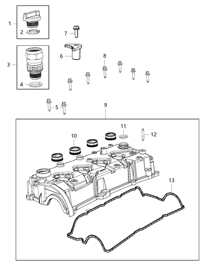 2011 Jeep Grand Cherokee Retainer Oil Fill Housing Anti Rotation Diagram for 4893039AA