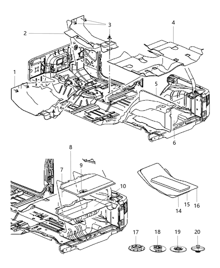 1984 Jeep J20 Carpet Front Floor Left Diagram for 5PL311X9AA