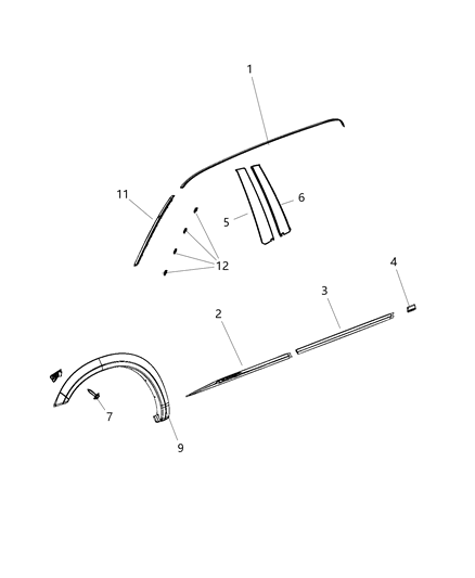 1984 Jeep Cherokee Molding Rear Door Diagram for 6QE30SZ0AA