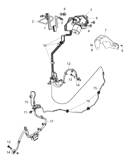 2014 Ram 3500 Hose Brake Right Front Diagram for 68224904AC