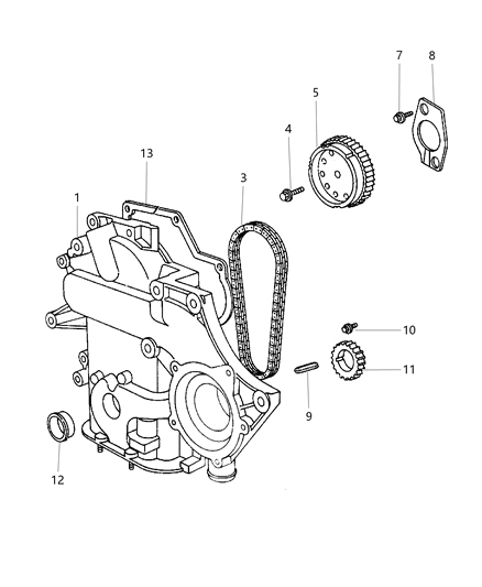 2005 Dodge Durango Gasket Chain Case Cover Diagram for 4621987AB