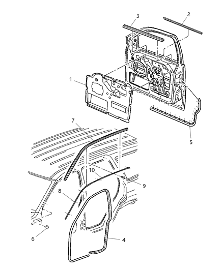 Weatherstrip Front Door Belt Outer Diagram for 55135878AC