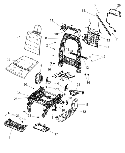 2015 Ram 3500 Clip Retaining Joins Link To Seat Cushion Frame Diagram for 68050735AA
