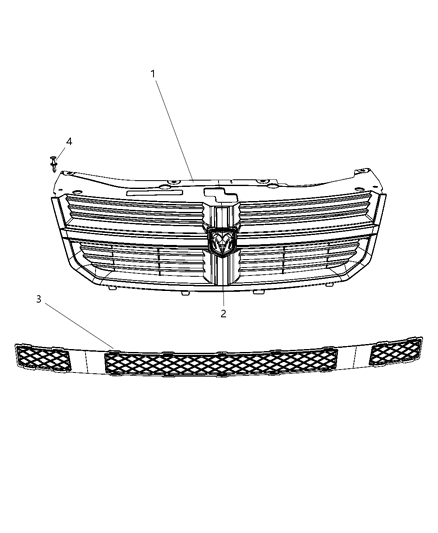 Grille Radiator Diagram for YW40EBLAA