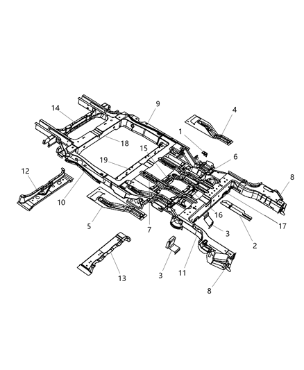 1995 Chrysler Cirrus Tapping Plate Floor Crossmember Diagram for 5109231AA