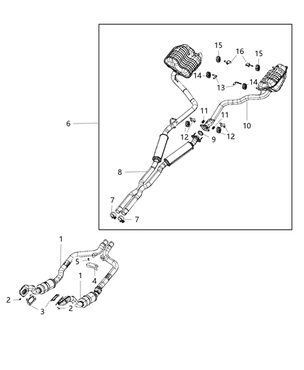 Muffler And Resonator Exhaust w/ Tips Diagram for 68351097AA