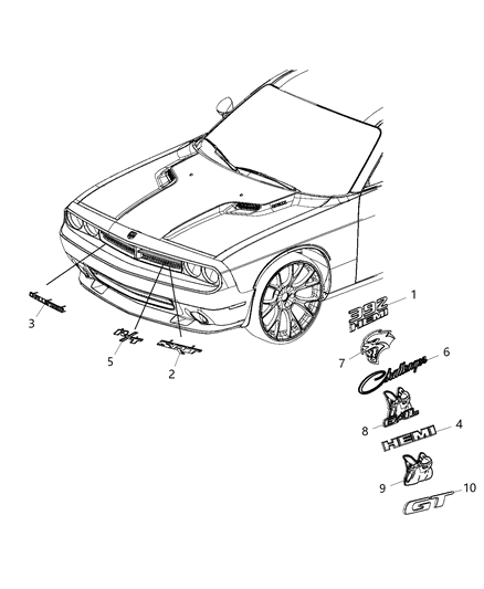 Nameplate Gt Gt Fender Diagram for 68213511AA