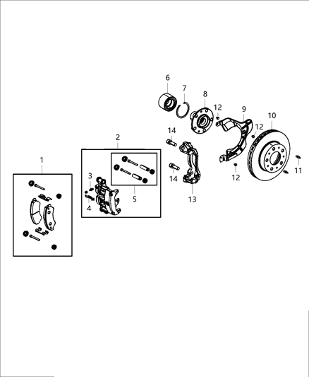 Pad Kit Front Disc Brake Diagram for 68230105AA
