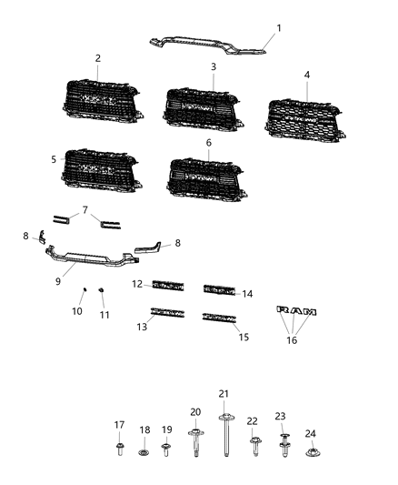 1984 Jeep Cherokee Applique Grille Diagram for 6NB07TZZAC