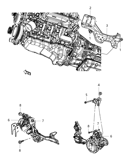 2019 Ram 1500 Bracket Engine Mount Diagram for 68213117AC