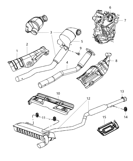 Pipe Exhaust Front Diagram for 5105815AA