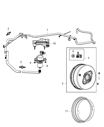 2005 Dodge Caravan Hose Brake Booster Vacuum Diagram for 4581665AB