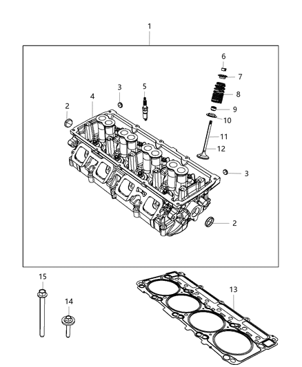 1997 Dodge B1500 Head Assembly Engine Cylinder Diagram for 68280511AB