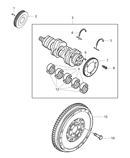 Crankshaft Kit Engine With Bearings Diagram for 68229261AA