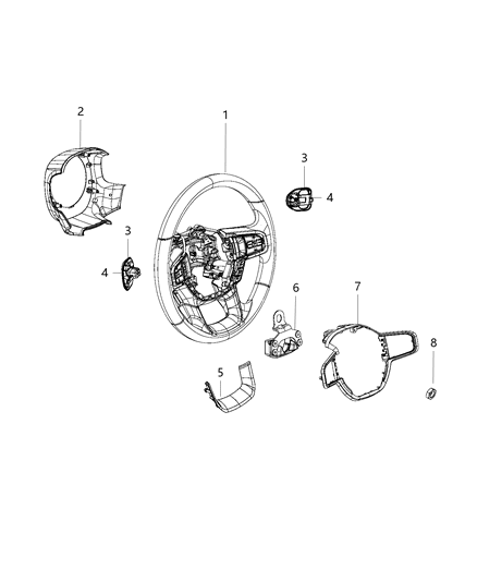 2020 Ram 2500 Bezel Steering Wheel Diagram for 6WR70TX7AA