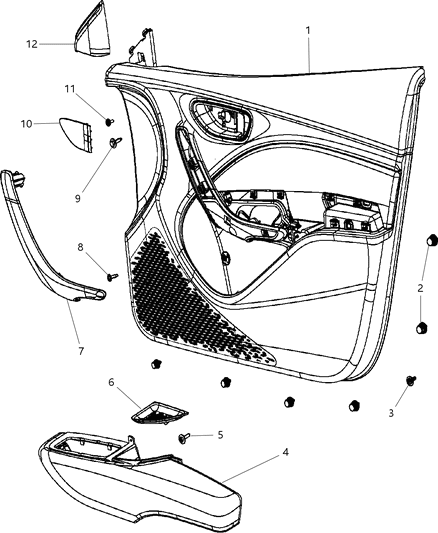 Armrest Front Door Trim Diagram for 1TW761XCAA