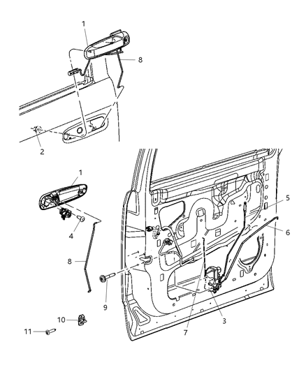2007 Dodge Durango Latch Front Door 55364142-3Ab Diagram for 55364143AC