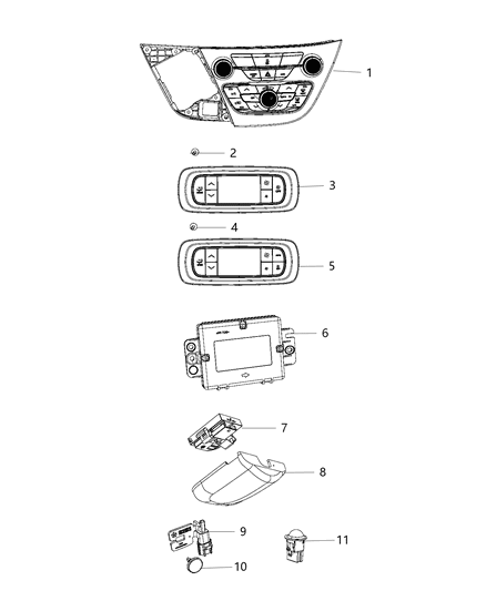 Center Stack Vehicle Feature Controls Diagram for 56054984AC