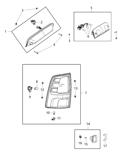 Lamp Center High Mounted Stop, Rear Diagram for 55372082AF