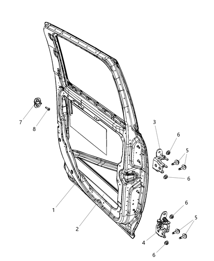 1993 Dodge Spirit Door Rear Diagram for 55372018AH