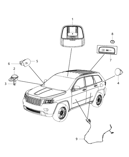 2013 Jeep Grand Cherokee Lamp Flashlight Diagram for 1LZ65BD3AB