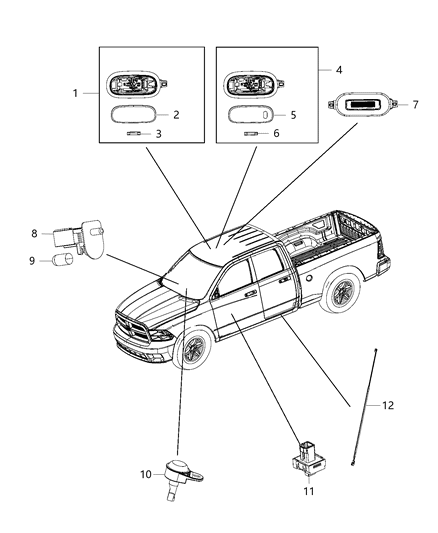 2007 Jeep Patriot Lamp Courtesy Rear Footwell LED Light Diagram for 55057314AA