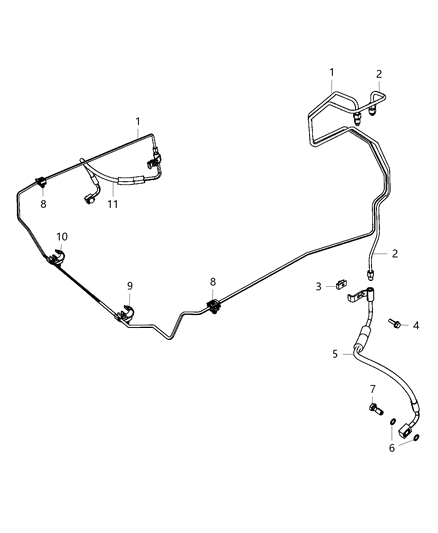 Tube Brake Hydraulic Control Unit To Right Front Hose Diagram for 52129118AE