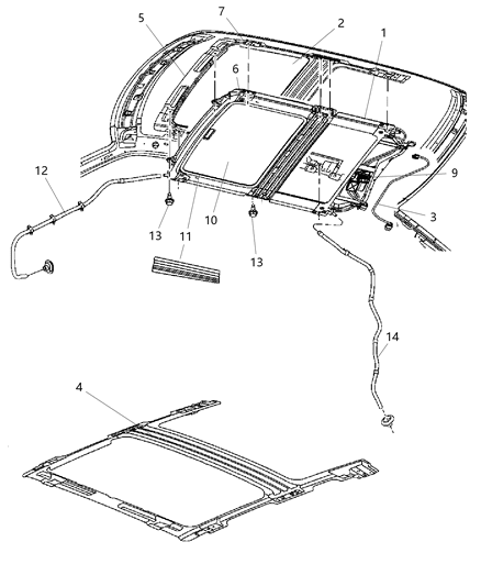 2012 Jeep Wrangler Hose Sunroof Drain Diagram for 55394318AE