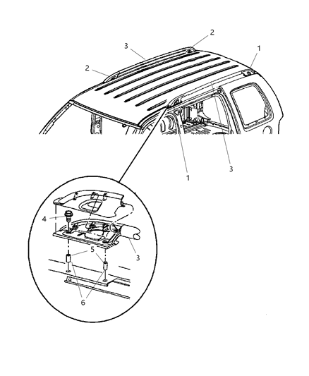 2011 Ram 2500 Rail Luggage Rack Side Diagram for 55156936AC