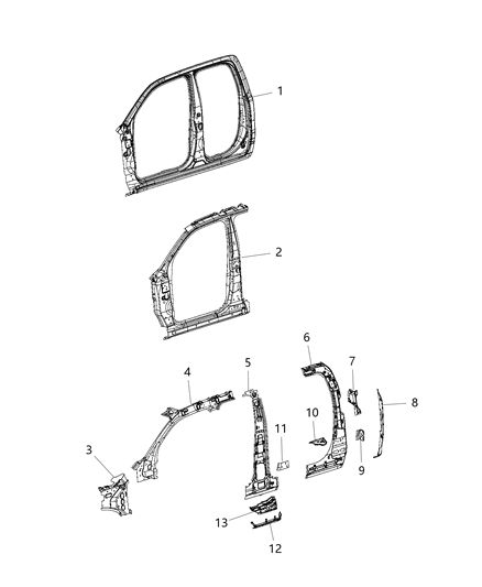 Panel Bodyside Aperture Outer Diagram for 68293782AB
