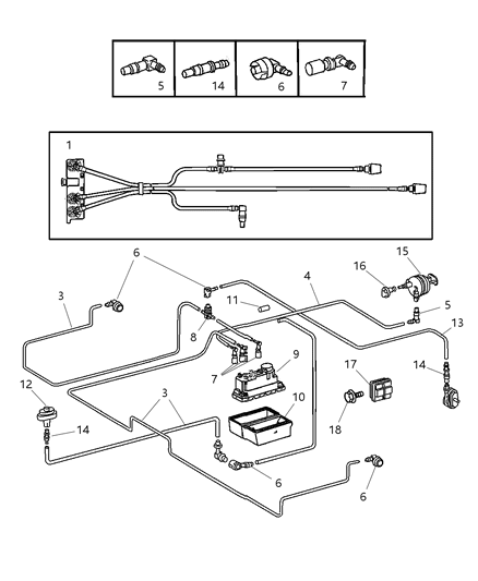 Repair Kit Vacuum Harness Door Lock Diagram for 5174674AA