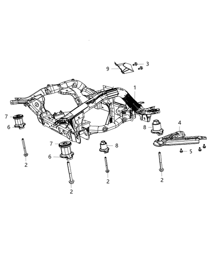 1990 Dodge Omni Cradle Front Suspension Diagram for 52124634AG