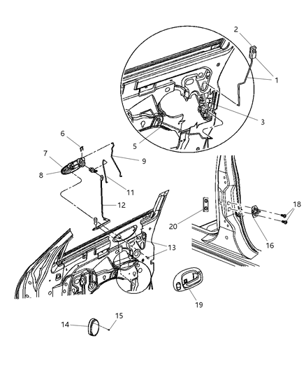 2002 Chrysler PT Cruiser Handle Exterior Door Keyless Entry Diagram for QA50ZDRAE