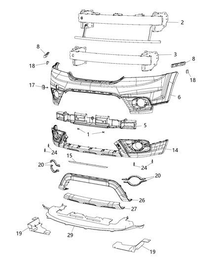 License Plate Kit Mounting Kit Diagram for 68066186AA
