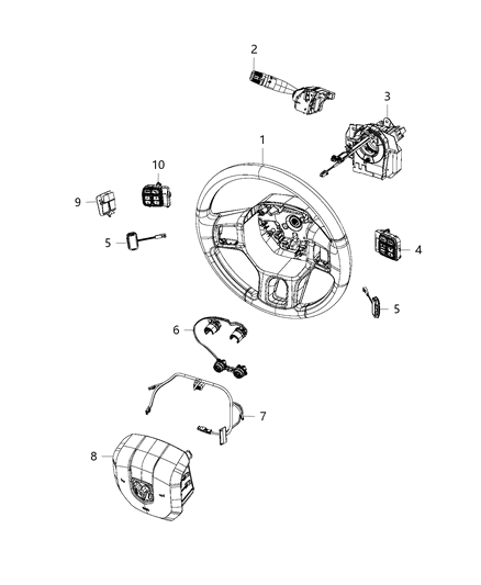 Clockspring Steering Column Control Module Diagram for 68110739AE