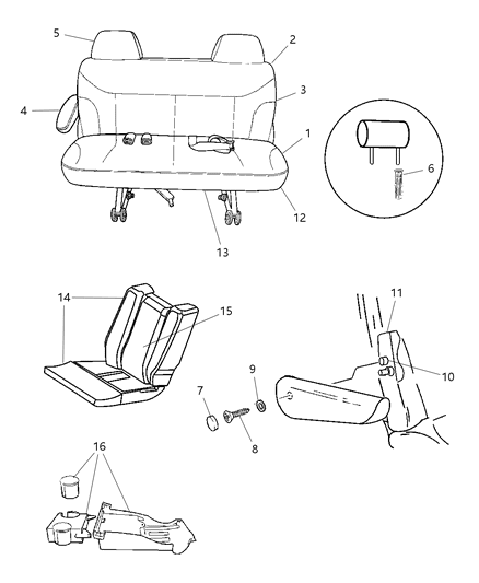 2015 Dodge Charger Headrest Second Row, Rear Diagram for 1HH381J3AA