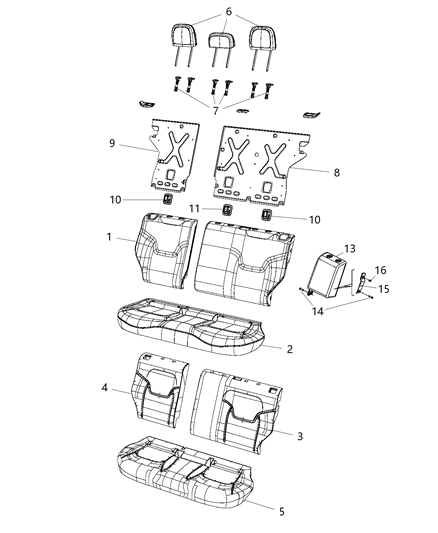 2001 Chrysler Sebring Cover Rear Seat Back Diagram for 6SG70U00AA