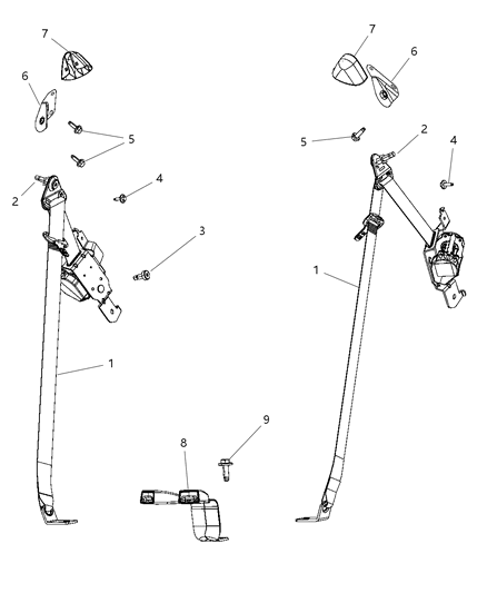 2003 Chrysler Town & Country Seat Belt Retractor Diagram for 1AN121X5AD