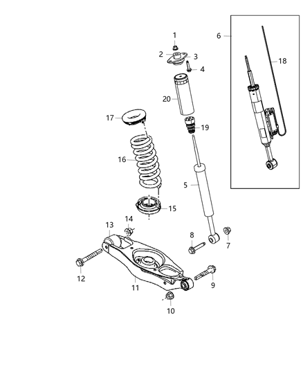 2007 Dodge Ram 2500 Shock Absorber Suspension Rear Diagram for 5039356AG