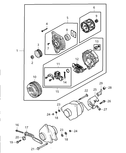 2001 Chrysler Prowler Screw Package Alternator Diagram for MD611558