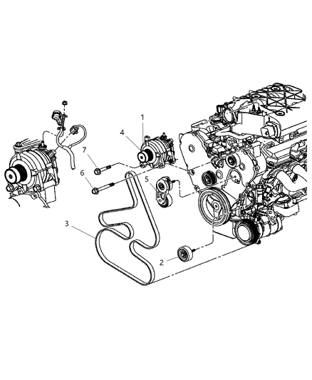 2007 Dodge Durango Pulley Alternator Diagram for 4861638AB