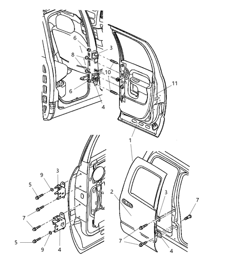 2005 Dodge Ram 2500 Door Rear Diagram for 5183437AA