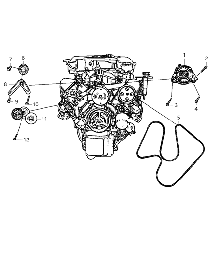2002 Dodge Ram 1500 Belt Accessory Drive Diagram for 53032380AD
